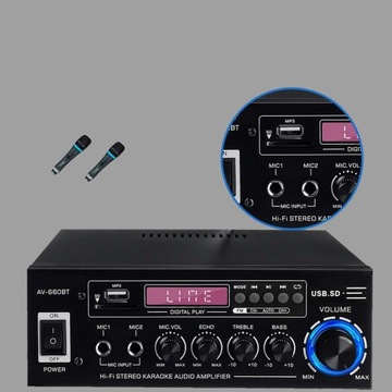 УСИЛИТЕЛЬ ДЛЯ ДИНАМИКОВ С FM-СТЕРЕО BLUETOOTH 5.0 РАДИО
