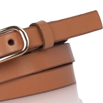 Ремень RUDY узкий кожаный GOLD BUCKLE тонкий 1,5 мм