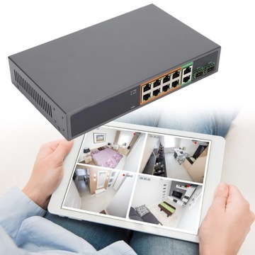 Przełącznik poe pełne gigabitowe rj45 ieee 802.3af/at 8-portowe urządzenie sieciowe sfp 150w