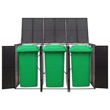 Чехол vidaXL на 3 мусорных бака, черный, 207x80x117 см, полиротанг 3198