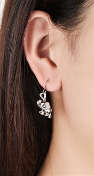 СЕРЕБРЯНЫЕ СЕРЬГИ 925 ПРОБЫ ДЛЯ ДЕВОЧКИ, СЕРДЦЕ СЛОНА