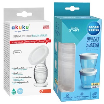 Для кормящей мамы - молокосборник Akuku A0399 + контейнеры для молока Canpol