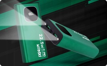 Аккумулятор Power-Bank Зеленый Металлик 30000 мАч QC