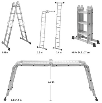 МНОГОФУНКЦИОНАЛЬНАЯ ЛЕСТНИЦА 4X3 СКЛАДНАЯ ПЛАТФОРМА 5В1