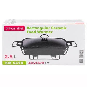 NACZYNIE z PODGRZEWACZEM żaroodporne CERAMICZNE pokrywka KAMILLE 2,5 L