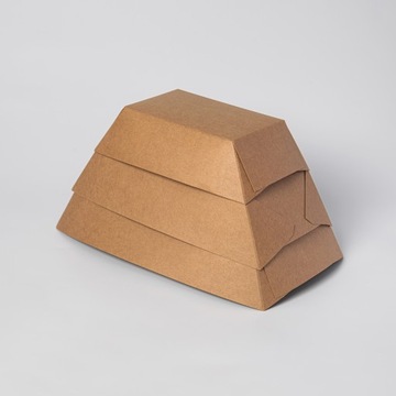 Коричневые бумажные кораблики для картофеля фри KRAFT 1000шт 160*120*40мм