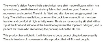 Футболка TRIMTEX Vision 2.0 Raceshirt, женская гоночная толстовка из лайкры, размер L