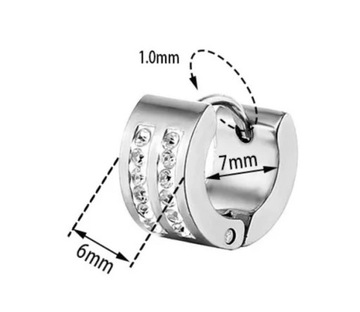 Серьги-пусеты HUGGIE STEEL с кристаллами циркония в стиле готический панк-рок