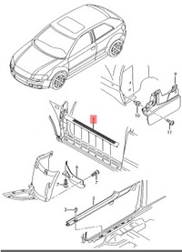 фото thumb №3, Планка пороговая накладка порога правая wewnęt. audi a3 8p 3d оригинальный номер eu 8p3853492a