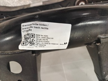 фото thumb №5, Bmw g20 балка підрамник зад 6895148 6877393