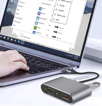 Адаптер USB-C Thunderbolt 3 или 4 4 в 1 HDMI 4K VGA USB 3.0 PD 100 Вт