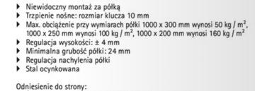 Podpórka do półek, niewidoczna Titan 1, HETTICH