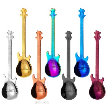 ŁYŻECZKI MUZYCZNE 7szt do herbaty kawy GITARA