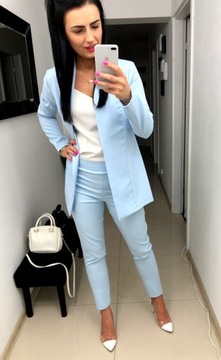 КОСТЮМ ЖЕНСКИЙ, куртка, брюки, XXL СИНИЙ