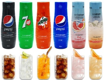 6x КОНЦЕНТРАТ СИРОПА SODASTREAM 6 ВКУСОВ НА 9 Л САТУРАТОР НАПИТКОВ с 440 мл