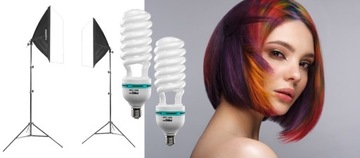 ZESTAW do zdjęć + 2x softbox + 2x statyw + żarówki
