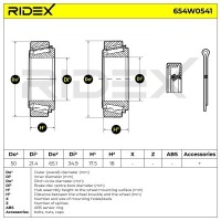 Подшипник колеса do vw taro pick-up ridex 654w0541 Оригинал, фото thumb