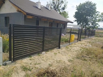Современный забор, частокол, откатные ворота, Д4м х В1,7м, оцинковка + цвет