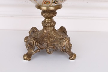 Stylowy ŚWIECZNIK BOGATO ZDOBIONY Porcelana + Brąz