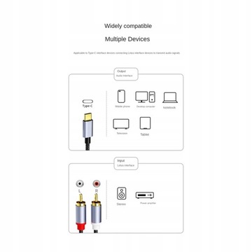 Переходник аудиокабеля USB C на 2RCA Type-C для Pod