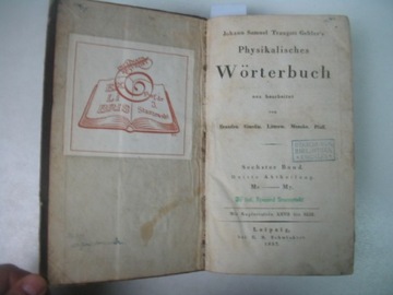 Gehler Physikalisches Wörterbuch t6 1837 EXLIBRIS
