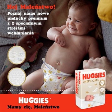 HUGGIES Pieluszki Extra Care 2 24 szt + Chusteczki nawilżane Pure 56 szt