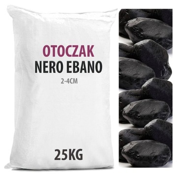 Kamień Ogrodowy Czarny NERO EBANO 1-2cm 25KG Kamienie na Cmentarz