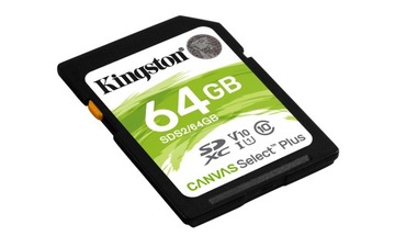 Карта Kingston Canvas Select Plus, 64 ГБ, SDXC, SDC2/64 ГБ, UHS-I U3 (класс 1)