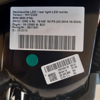 фото thumb №4, Mini cooper f55 f56 f57 лампа правая задняя задняя