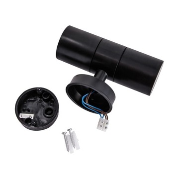 LAMPA OGRODOWA ZEWNETRZNA ELEWACYJNA CZARNA OPRAWA LED 2xGU10 IP54