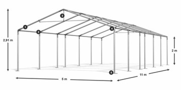 Namioty Przemysłowe 5x11m Magazynowe DAS 580 S