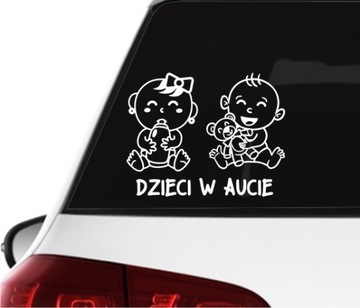 Naklejka na auto szybę DZIECI W AUCIE bobasy *Kolory *23cm