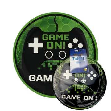 ZESTAW GAMINGOWY Talerze Kubki Słomki Jednorazowe PIXEL Gracz GAMER 6 osób