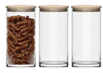 3 шт. СТЕКЛЯННЫЕ КУХОННЫЕ КОНТЕЙНЕРЫ, высота 20 см, ДЛЯ СЫПНЫХ ПРОДУКТОВ
