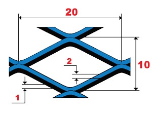 РАСШИРЕННАЯ ТЯЖЕННАЯ СЕТКА 20 X 10 X 2 X 1 - ИЗГОТОВЛЕНО ПО РАЗМЕРУ