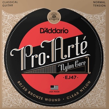 EJ47 Struny do Gitary Klasycznej Owijka z Brązu PRO-ARTE D'addario