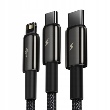 Kabel Baseus USB-A do Lightning microUSB USB-C 3w1