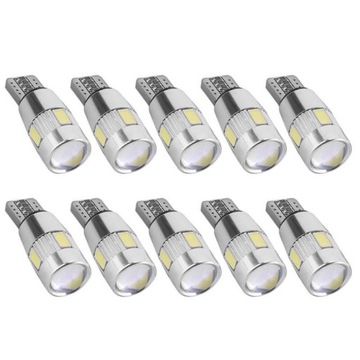 СВЕТОДИОДНАЯ ЛАМПОЧКА 6 SMD 5630 W5W T10 ЛИНЗА CANBUS x10
