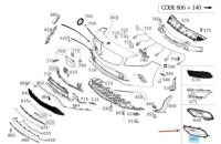 фото thumb №1, Решётка радиатора бампера mercedes benz a45 2015- w176 amg левый