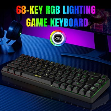 HXSJ V200 Проводная мини-игровая клавиатура K68 RGB Streamer, 19 клавиш, бесконфликтная
