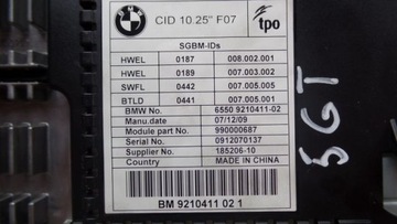 фото thumb №5, Bmw f07 5 gt дисплей навигации 9210411