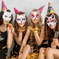6 шт. Маска для лица для кошачьего косплея Therian для самостоятельного раскрашивания белая бумага