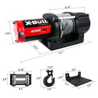 ЭЛЕКТРИЧЕСКАЯ ЛЕБЕДКА ДЛЯ QUAD X-BULL 4500 фунтов, ЛЕБЕДКА 12 В, 2 ТОННЫ UTV