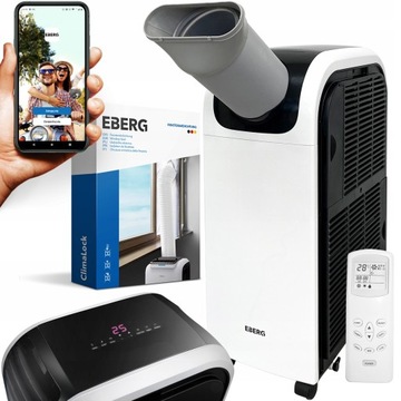 Klimatyzator przenośny EBERG QUBO 4kW funkcja grzania +WiFi +SpotCooler 4w1