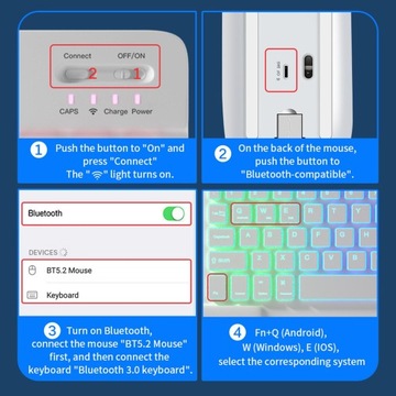 Беспроводная Bluetooth-клавиатура с аккумулятором для белой клавиатуры и мыши