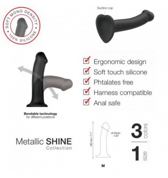 STRAP-ON ME Wibrujące Dildo Metallic Shine Purple