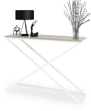 Modern Console X Hallway Loft 110x30x80 Металл Белый + Дуб Сонома