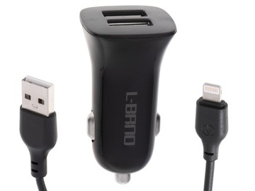 L-BRNO Автомобильное зарядное устройство Dual USB + Lightning