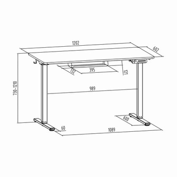 Маленький электрический стол 120x60 Spacetronik SPE-O124WW Кабельный органайзер
