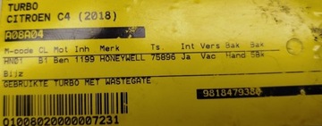 фото thumb №8, Турбонагнітач citroen peugeot opel 1,2 thp 9818479380 ngt1341z 75896 km